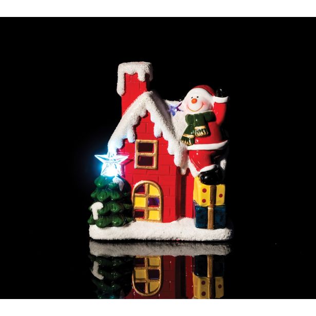 HIŠKA S SNEŽAKOM 18.5 CM LED