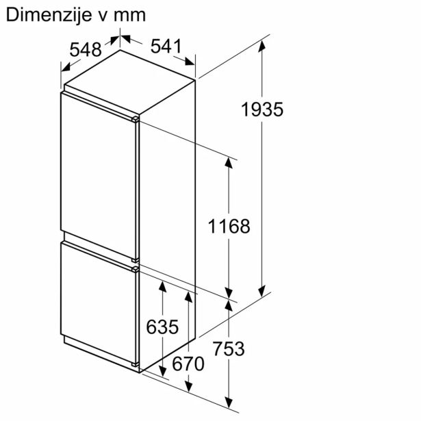 VGRADNI HLADILNIK Z ZAMRZOVALNIKOM BOSCH KIN96NSE0