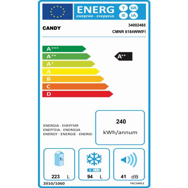 HLADILNIK IN ZAMRZOVALNIK CANDY CMNR 6184 W WIFI