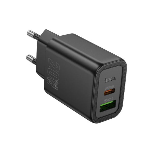 HOCO POLNILEC ADAPTER N61 GAN PD 20W USB-A, TYPE C ZA SAMSUNG, IPHONE - ČRN