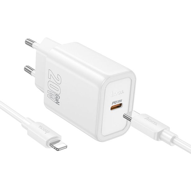 HOCO POLNILEC N60 GAN PD 20W TYPE C S KABLOM TYPE C NA LIGHTNING ZA IPHONE - BEL