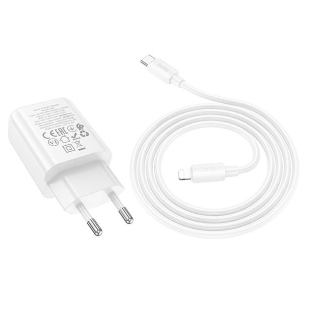 HOCO POLNILEC N60 GAN PD 20W TYPE C S KABLOM TYPE C NA LIGHTNING ZA IPHONE - BEL