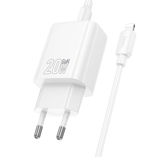 HOCO POLNILEC N60 GAN PD 20W TYPE C S KABLOM TYPE C NA LIGHTNING ZA IPHONE - BEL