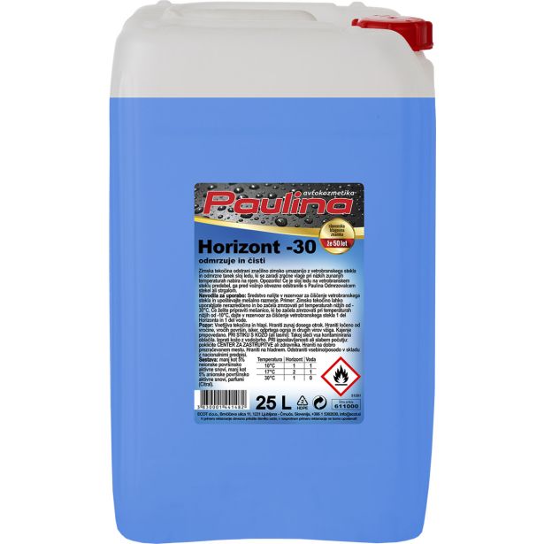 PAULINA HORIZONT ZIMSKA TEKOČINA ZA VETROBRANSKO STEKLO DO -30°C 25L LIMONA