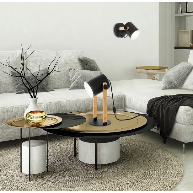 NAMIZNA SVETILKA EGLO HORNWOOD 1XE27 LES / ČRNA