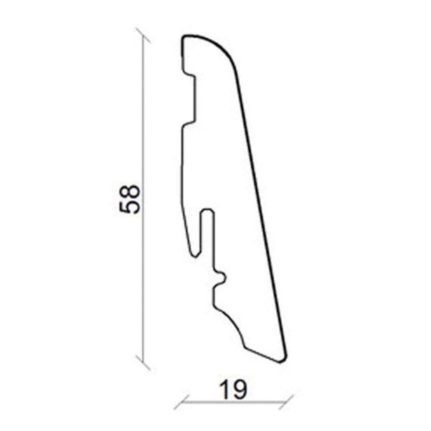 ZAKLJUČNA TALNA LETEV FN HRAST BOSPHORUS 19X58X2400 MM MDF