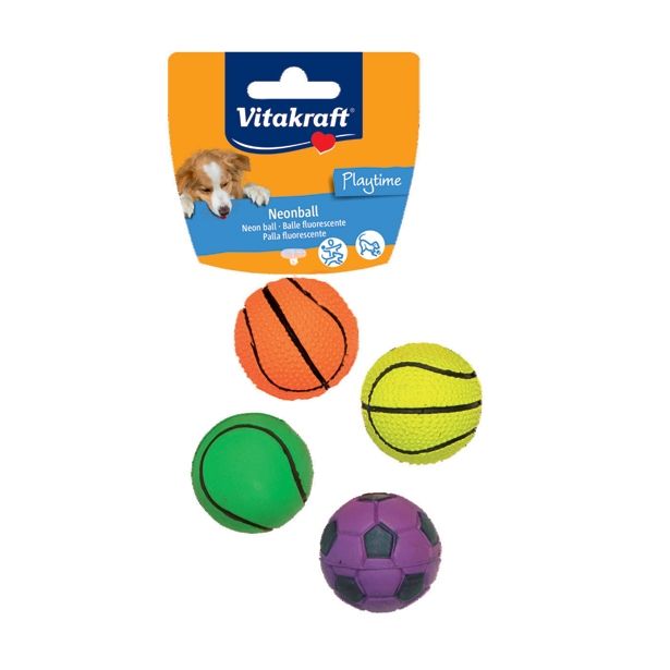 IGRAČA ZA PSA VITAKRAFT ŽOGA GUMA NARAVNA NEON BARVE, FI 5CM