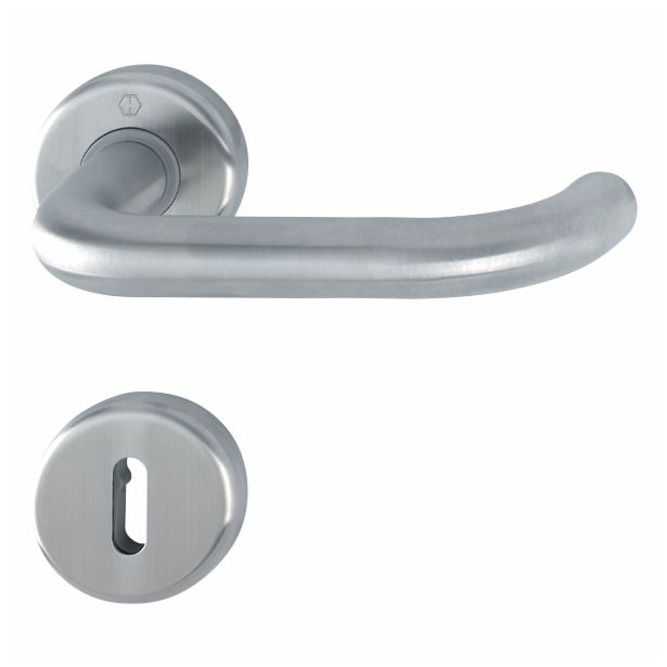 INOX KLJUKA ZA VRATA HOPPE BADEN Z ROZETO KLJUČ F69