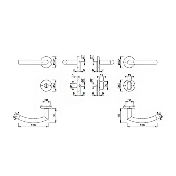 INOX KLJUKA ZA VRATA HOPPE ALTA Z ROZETO WC F69