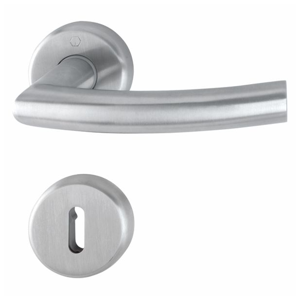 INOX KLJUKA ZA VRATA NARVIK Z ROZETO CILINDER F-69