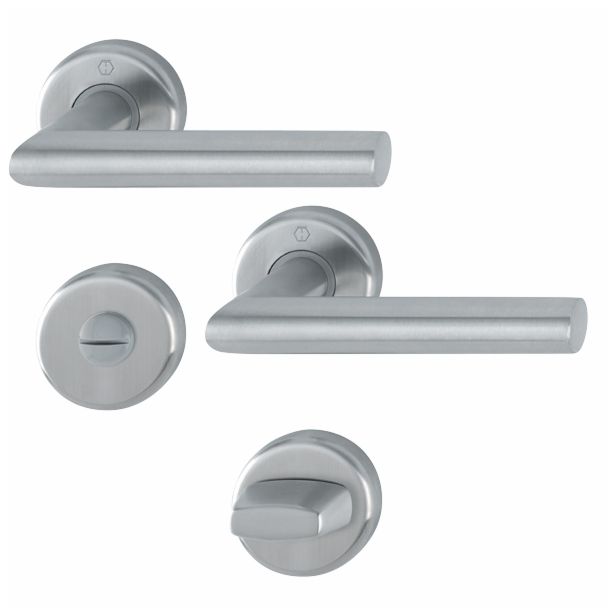 INOX KLJUKA ZA VRATA HOPPE UTRECHT Z ROZETO WC F69