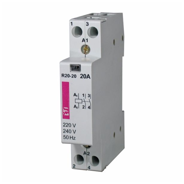INŠTALACIJSKI KONTAKTOR ETI R20-20 230V 50HZ 20A 2P 1M 17.5 MM