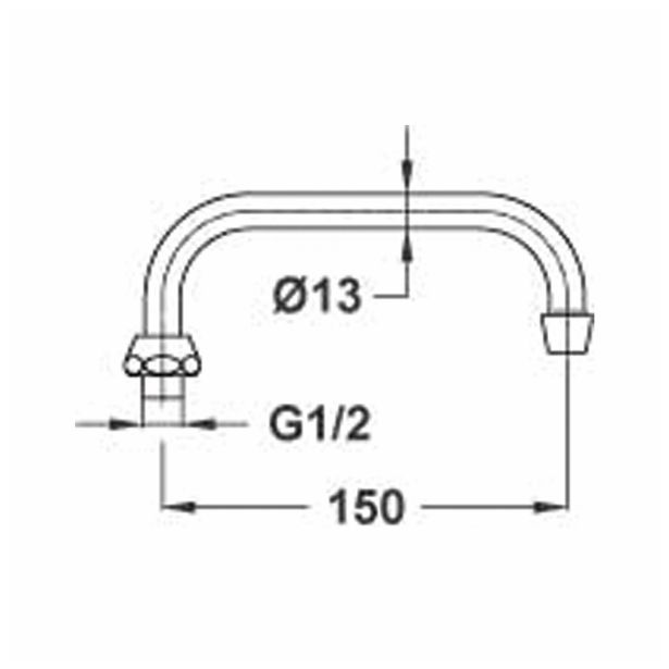IZLIVNA CEV ZA ARMATURO UNITAS FI 13/150 MM "U"