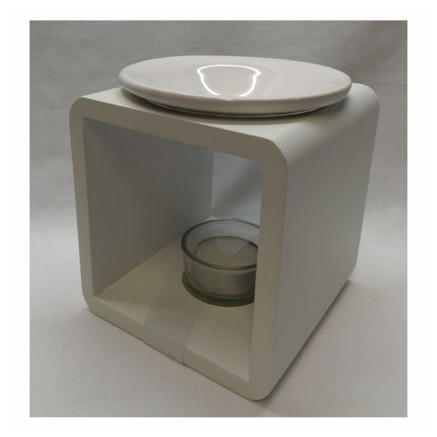 SVEČNIK MULLER IZPARILNIK LES,KERAMIKA, STEKLO 11X11X11.5 CM SORT