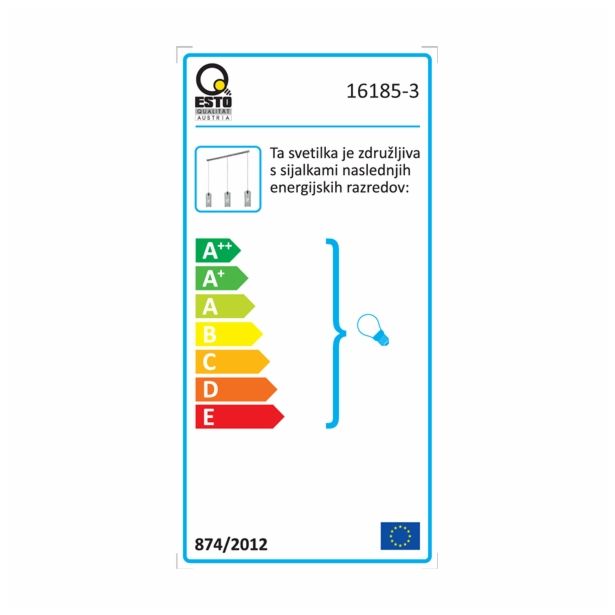 VISEČA SVETILKA-LESTENEC ESTO JARON 3X40W E27