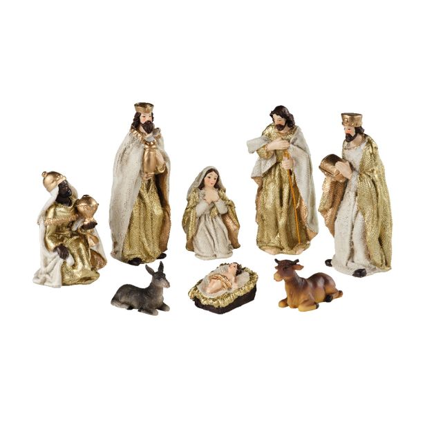 JASLICE DECORIS JASLIČNI SET 8 KOS 5X4.5X12.5 CM, BELO/ZLATE