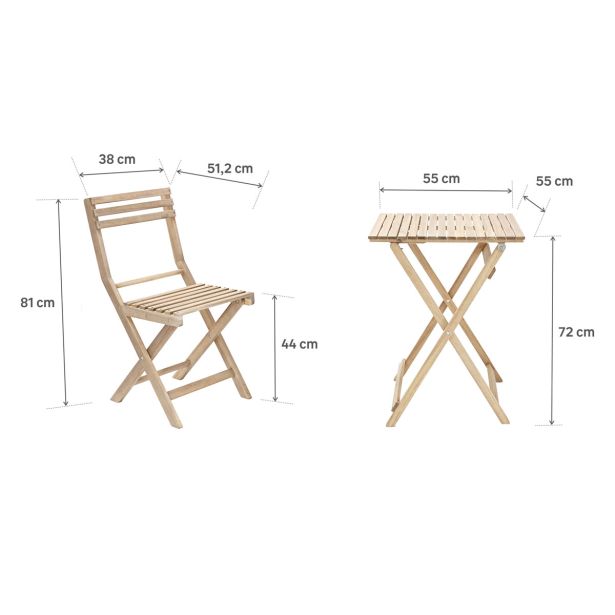 LESENA VRTNA GARNITURA NATERIAL SOLIS II MIZA 55X55 AKACIJA