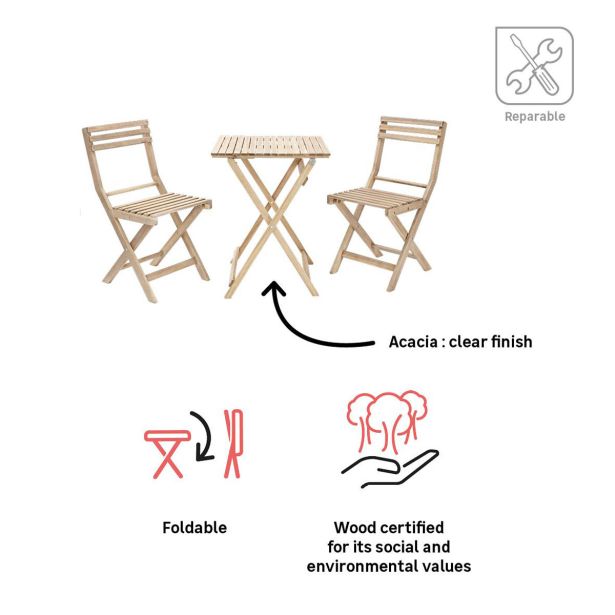 LESENA VRTNA GARNITURA NATERIAL SOLIS II MIZA 55X55 AKACIJA