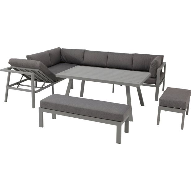 KOVINSKA VRTNA GARNITURA NATERIAL KOTNA NAXOS II SIVA ALU