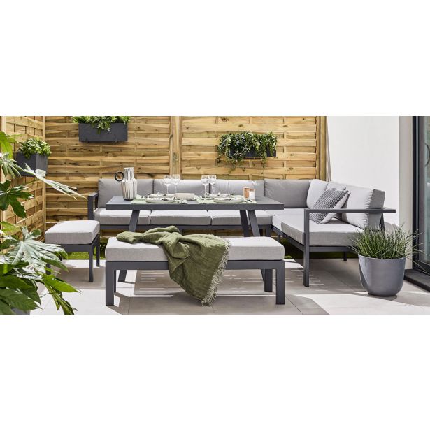 KOVINSKA VRTNA GARNITURA NATERIAL KOTNA NAXOS II SIVA ALU