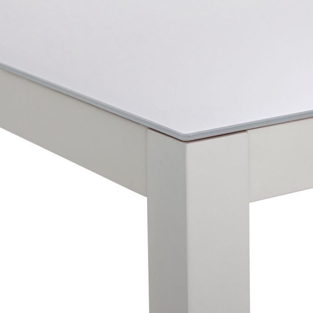 KOVINSKA MIZA NATERIAL LYRA BELA 90X90 ALU STEKLO