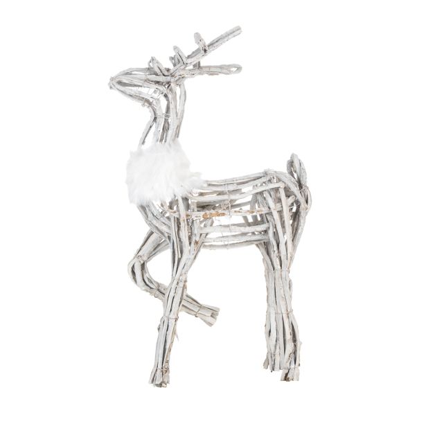 PRAZNIČNA FIGURA GLOSSTYLE JELEN RATAN 70 CM Z DVIGNJENO NOGO