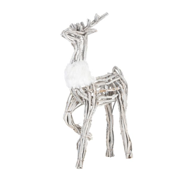 PRAZNIČNA FIGURA GLOSSTYLE JELEN RATAN 70 CM Z DVIGNJENO NOGO