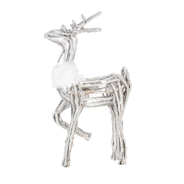 PRAZNIČNA FIGURA GLOSSTYLE JELEN RATAN 70 CM Z DVIGNJENO NOGO