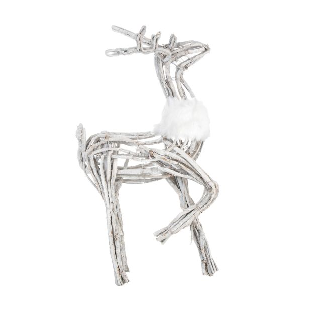 PRAZNIČNA FIGURA GLOSSTYLE JELEN RATAN 70 CM Z DVIGNJENO NOGO