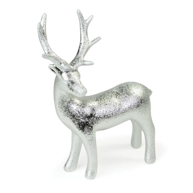 PRAZNIČNA FIGURA R+W JELEN SREBRN 13 X 17 CM