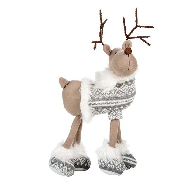 PRAZNIČNA FIGURA GLOSSTYLE JELEN TEKSTILNI 38X20 CM SIVE BARVE