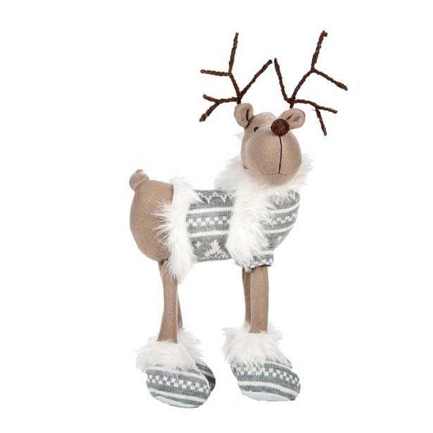 PRAZNIČNA FIGURA GLOSSTYLE JELEN TEKSTILNI 38X20 CM SIVE BARVE