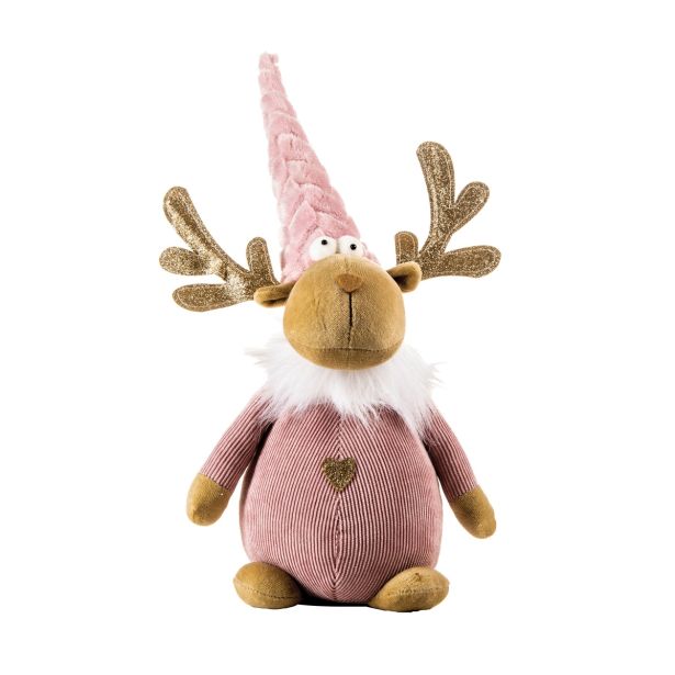 PRAZNIČNA FIGURA GLOSSTYLE JELENČEK 39 CM ROZA TEKSTIL