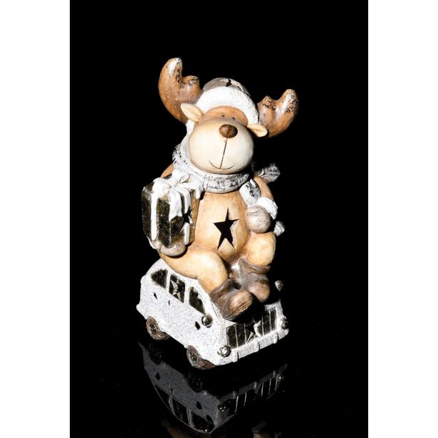 PRAZNIČNA FIGURA GLOSSTYLE JELENČEK 46 CM LED NA AVTU