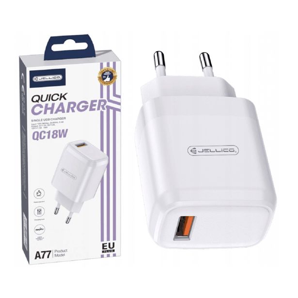 JELLICO ADAPTER A77 HIŠNI POLNILEC 3.0A QUICK CHARGE 22,5 W VHOD USB A - ORIGINAL (EU BLISTER) - BEL