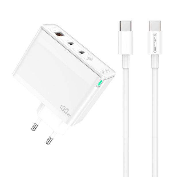 JELLICO ADAPTER HIŠNI POLNILEC 220V GUN QC 100W VHOD 1X USB A (22,5W) IN 2X TYPE C (1X 65W + 1X 35W)