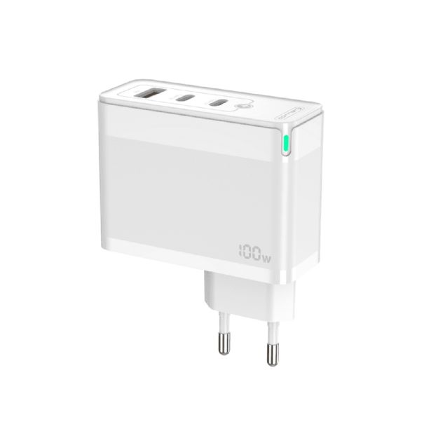 JELLICO ADAPTER HIŠNI POLNILEC 220V GUN QC 100W VHOD 1X USB A (22,5W) IN 2X TYPE C (1X 65W + 1X 35W)
