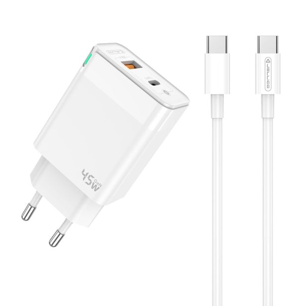 JELLICO C107 HIŠNI POLNILEC GAN QC / PD 45W VHOD USB A IN TYPE C S KABLOM TYPE C - ORIGINAL (EU BLISTER) - BEL