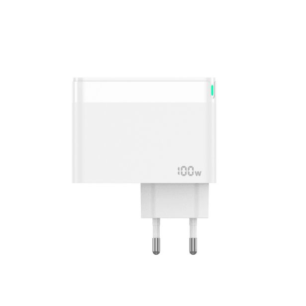 JELLICO HIŠNI ADAPTER C118 220V GUN QC 100W VHOD 1X USB A (22,5W) IN 2X TYPE C (1X 65W + 1X 35W) - BEL