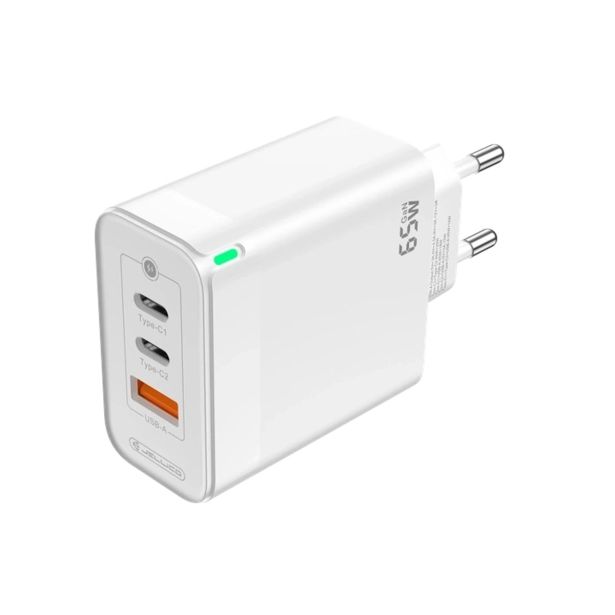 JELLICO HIŠNI ADAPTER C79 220V GUN QUICK CHARGE PD 65W VHOD 1X USB A IN 2X TYPE C - BEL