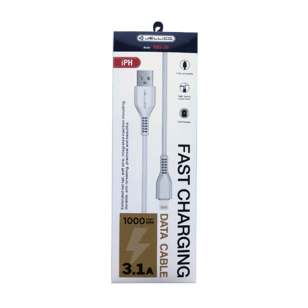 JELLICO PODATKOVNI KABEL KDS-30 (FAST CHARGE) 3,1A VHOD LIGHTNING NA USB-A 1M, BEL