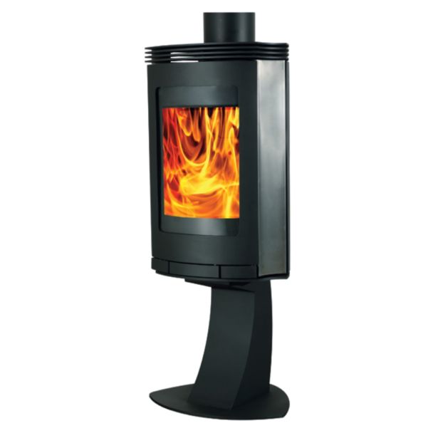 KAMINSKA PEČ LOKATERM KOMEN ČRN NA NOGI STRANICI INOX