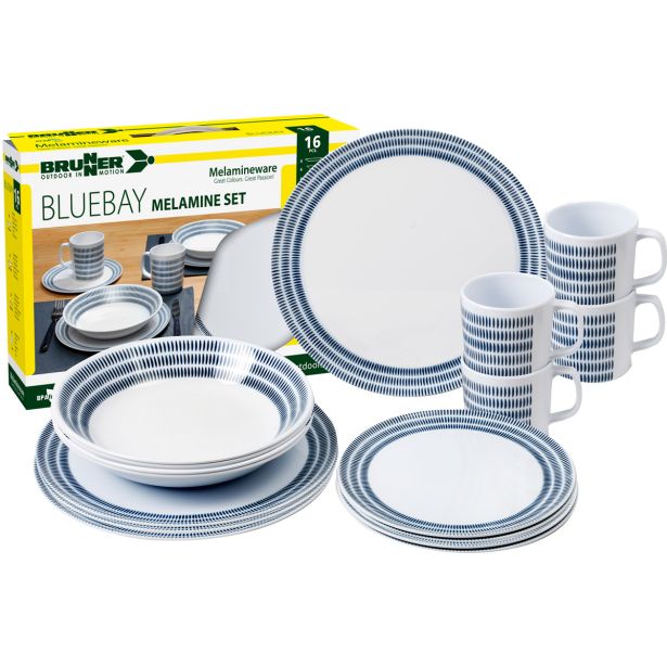 KAMP JEDILNI PRIBOR BRUNNER MELAMINE SET BLUEBAY 16/1