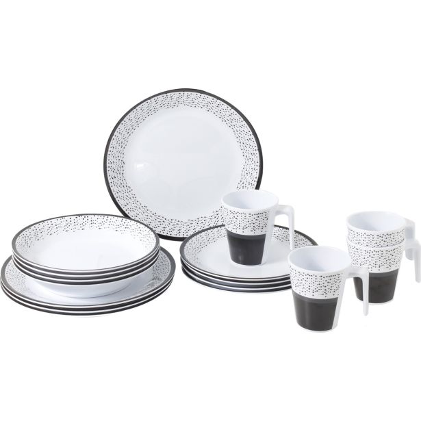 KAMP JEDILNI PRIBOR BRUNNER MELAMINE SET PRALIN 16-DELNI