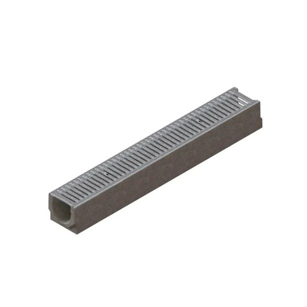 KANALETA 2PR VB BASE 100 IZ POLIMERNEGA BETONA, BREZ PADCA, DIM. 140X125MM, L=1M + VROČECINKANA REŠETKA 89/8, A15KN