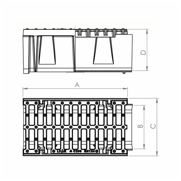 KANALSKA REŠETKA LIVAR REŠ.+OKV. 500X200 C250 723