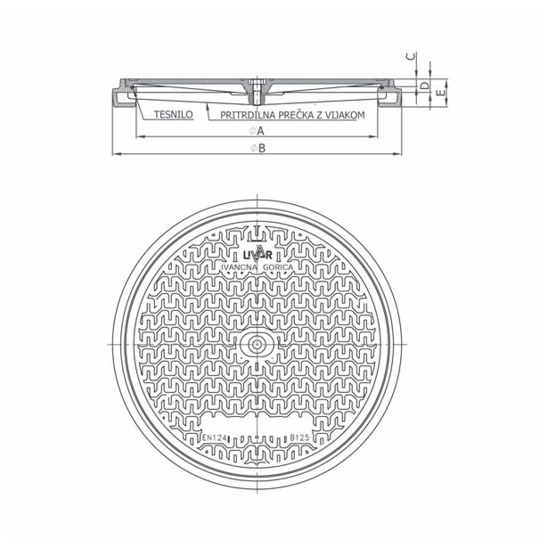 KANALSKI POKROV LIVAR POK.+OKV. FI500 B125 621