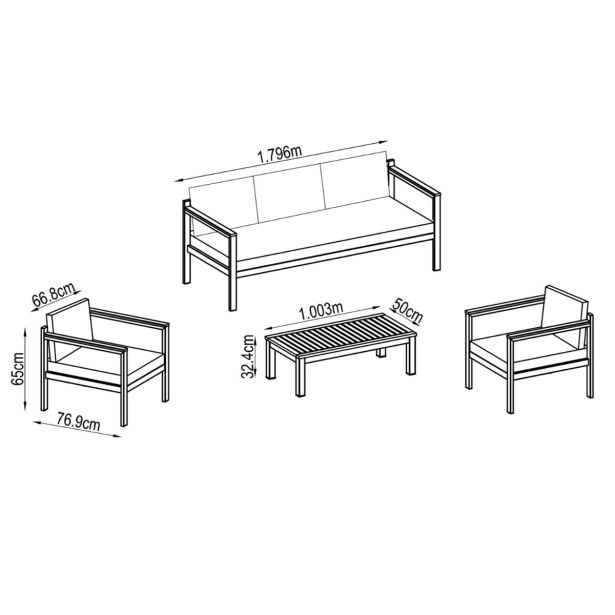 KOVINSKA VRTNA GARNITURA NATERIAL SET ORIS II 5S+MIZA SIVA ALU