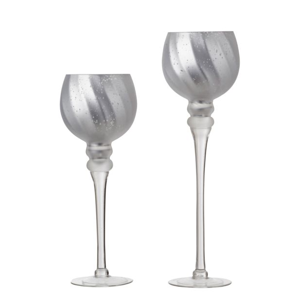 SVEČNIK HOUSE OF SEASONS KELIH 2/1 SREBRN 42X12.5CM