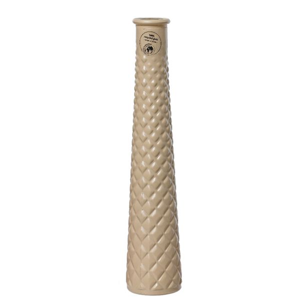KERAMIČNA VAZA DECORIS BELA /OKER SORT. FI 7 CM. 32 CM. SORT